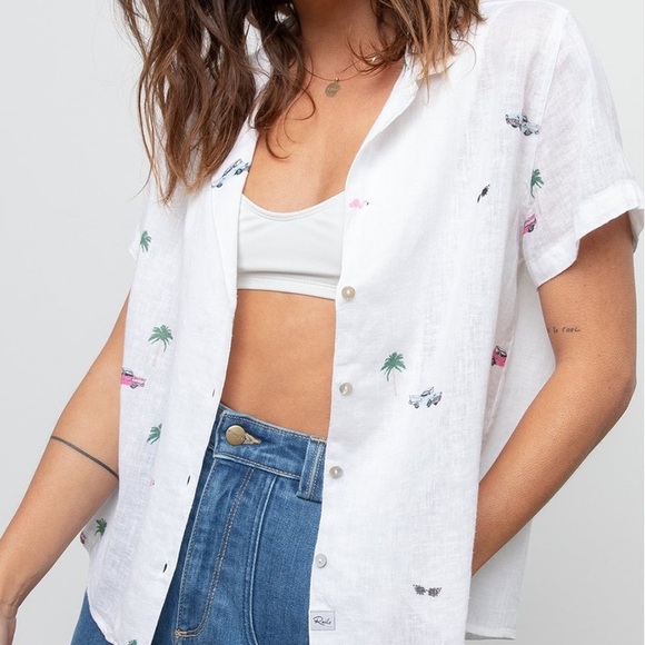 Rails Tops - Rails linen blend shirt in retro Cali print